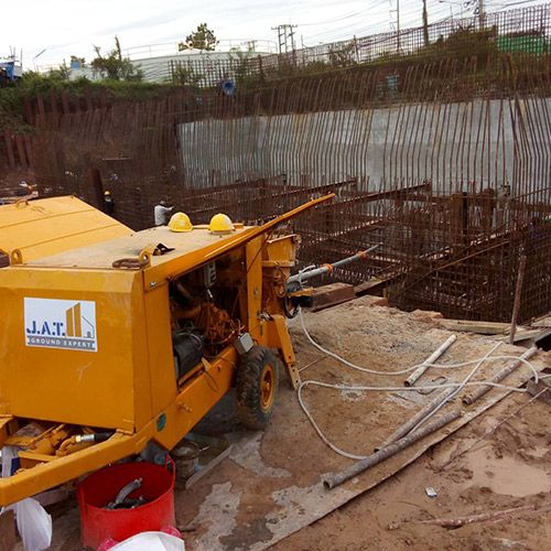 compaction grout ฐานแผ่ อาคารโรงสูบน้ำ จ.มหาสารคาม