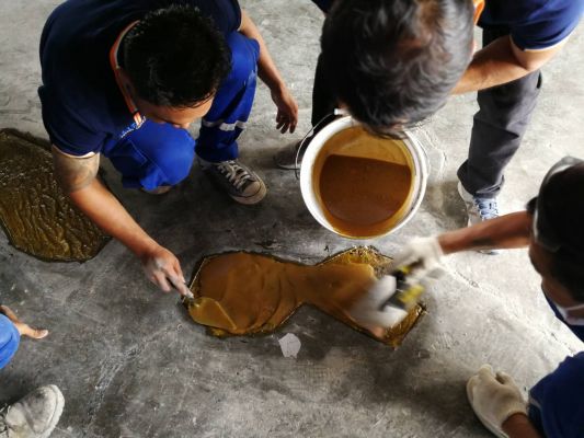 Epoxy mortar โรงงานทอผ้า