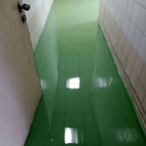 งานซ่อมพื้น ด้วยระบบอิพ็อกซี่เซลเลเวลลิ่ง Epoxy self leveling โรงงานในนิคมอมตะนคร